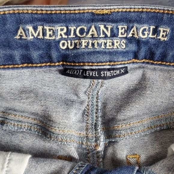 American Eagle Next Level Stretch Denim Shorts Women’s Size 00 Distressed Cuffed - Picture 6 of 7